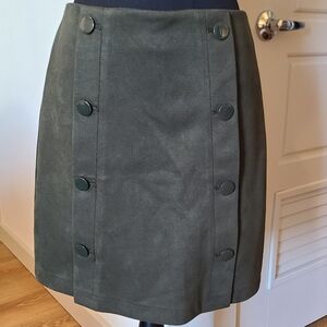 LOFT Green Knee-Length Suede Skirt